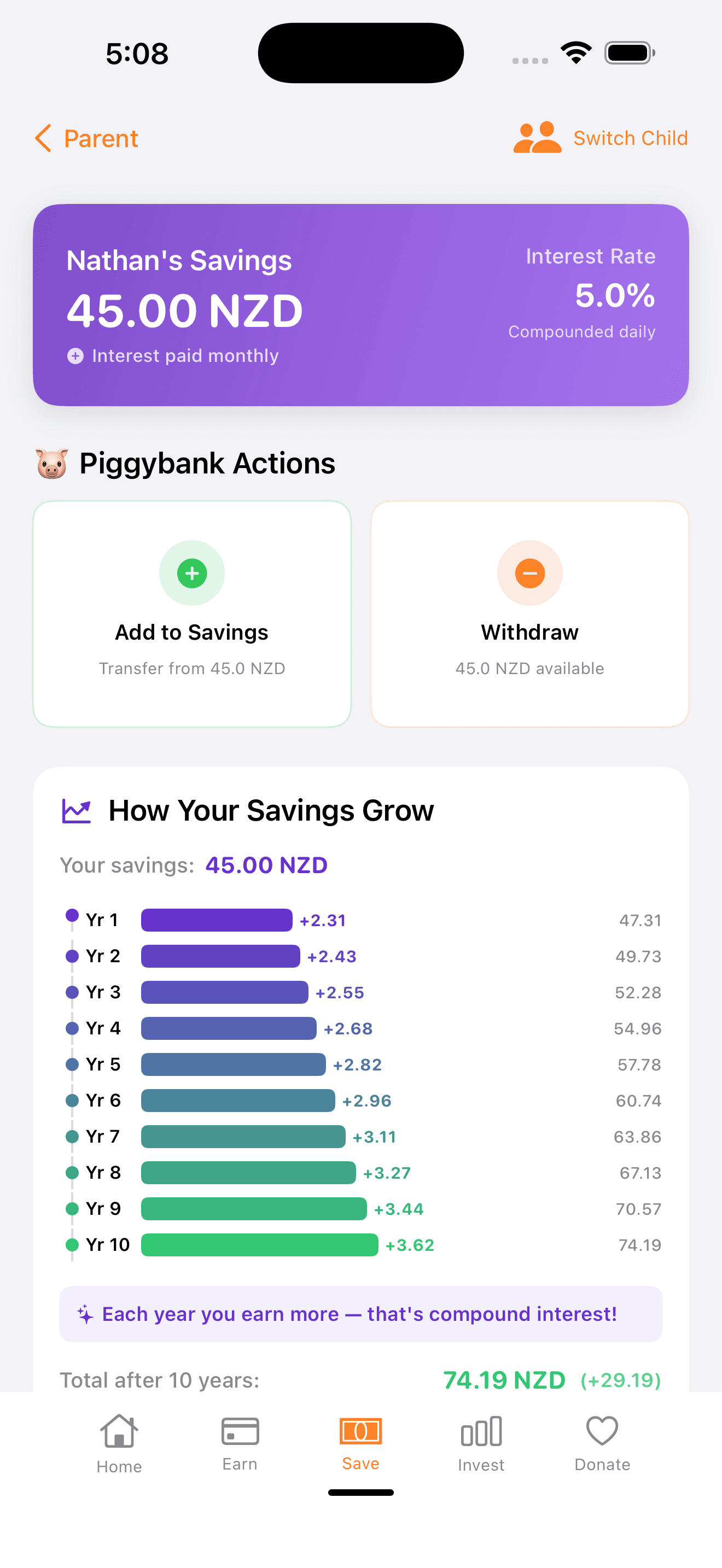 Pockiti savings account interface